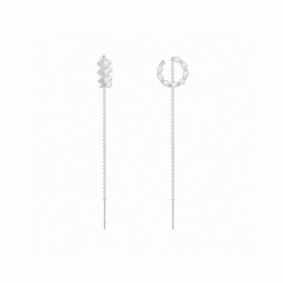 APM Monaco Silver Pearl Threader Earrings